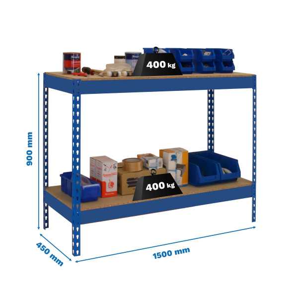 Banco trabajo 900x1500x450 SIMONWORK BASIC 2 901545-2 AZUL/MADERA marca SIMONRACK