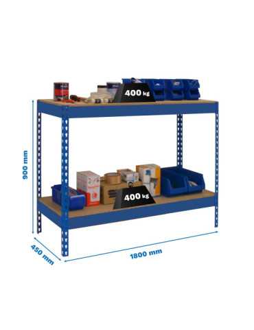 Banco trabajo 900x1800x450 SIMONWORK BASIC 2 901845-2 AZUL/MADERA marca SIMONRACK