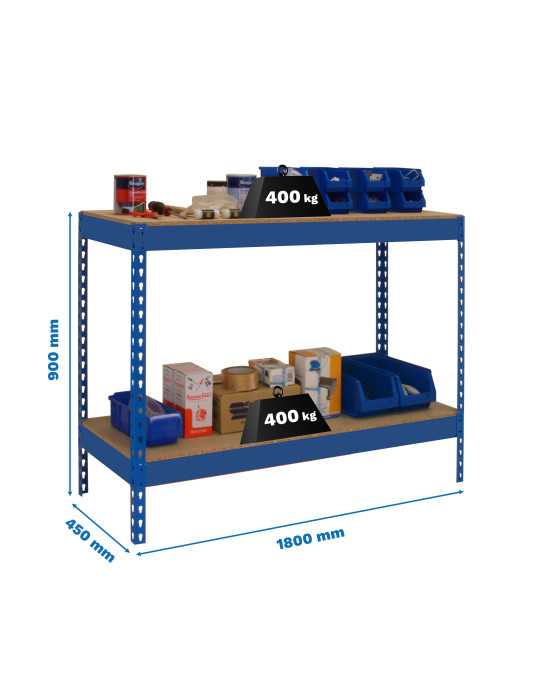 Banco trabajo 900x1800x450 SIMONWORK BASIC 2 901845-2 AZUL/MADERA marca SIMONRACK