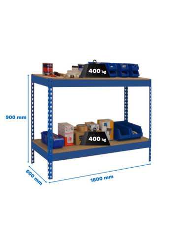 Banco trabajo 900x1800x600 SIMONWORK BASIC 2 901860-2 AZUL/MADERA marca SIMONRACK