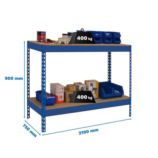 Banco trabajo 900x2100x750 SIMONWORK BASIC 2 902175-2 AZUL/MADERA marca SIMONRACK
