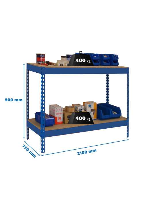Banco trabajo 900x2100x750 SIMONWORK BASIC 2 902175-2 AZUL/MADERA marca SIMONRACK