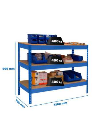 Banco trabajo 900x1200x750 SIMONWORK BASIC 3 901275-3 AZUL/MADERA marca SIMONRACK