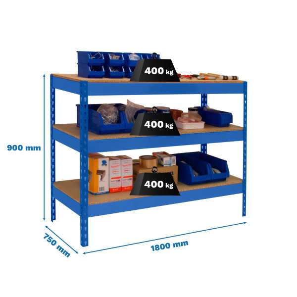 Banco trabajo 900x1800x750 SIMONWORK BASIC 3 901875-3 AZUL/MADERA marca SIMONRACK