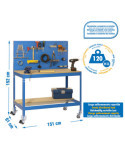 Banco trabajo 1520x1510x610 SIMONWORK MOBILE BT2 1500 AZUL/MADERA marca SIMONRACK