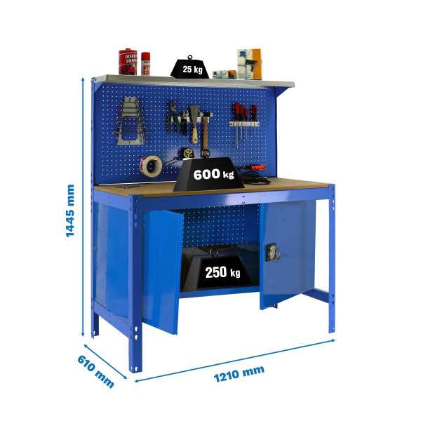 Banco trabajo 1445x1210x610 SIMONWORK BT3 CABINET 1200 AZUL/MADERA marca SIMONRACK