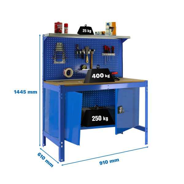 Banco trabajo 1445x910x610 SIMONWORK BT3 CABINET 900 AZUL/MADERA marca SIMONRACK