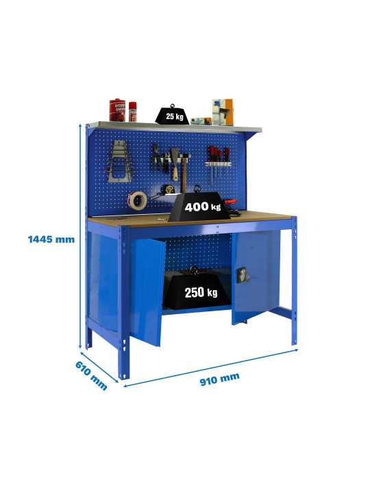 Banco trabajo 1445x910x610 SIMONWORK BT3 CABINET 900 AZUL/MADERA marca SIMONRACK