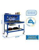 Banco trabajo 1520x1510x610 SIMONWORK MOBILE BT3 BOX 1500 AZUL/MADERA marca SIMONRACK