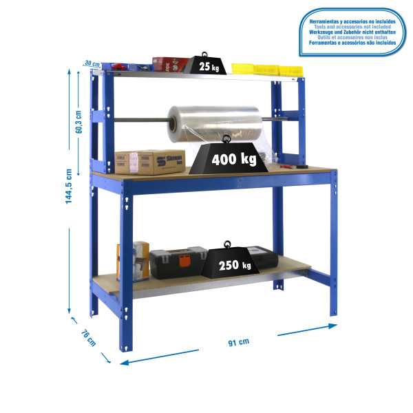 Banco trabajo 1445x910x760 SIMONWORK BT4 900 AZUL/MADERA marca SIMONRACK
