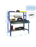 Banco trabajo 1445x910x760 SIMONWORK BT4 BOX 900 AZUL/MADERA marca SIMONRACK