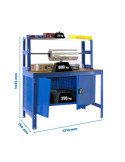 Banco trabajo 1445x1210x760 SIMONWORK BT4 CABINET 1200 AZUL/MADERA marca SIMONRACK