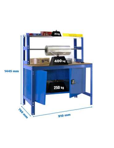 Banco trabajo 1445x910x760 SIMONWORK BT4 CABINET 900 AZUL/MADERA marca SIMONRACK