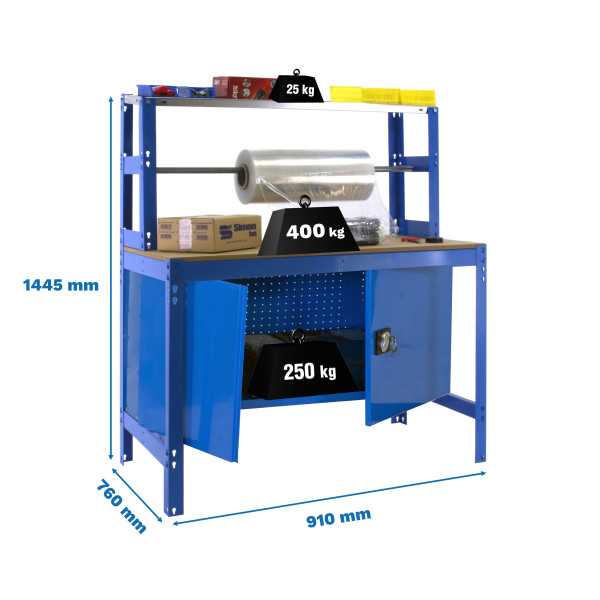 Banco trabajo 1445x910x760 SIMONWORK BT4 CABINET 900 AZUL/MADERA marca SIMONRACK