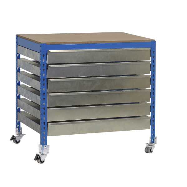 Banco trabajo 917x1210x760 SIMONWORK MOBILE BT5 BOX6 1200 AZUL/MADERA marca SIMONRACK