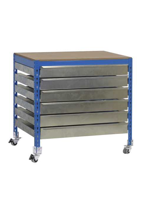 Banco trabajo 917x1210x760 SIMONWORK MOBILE BT5 BOX6 1200 AZUL/MADERA marca SIMONRACK