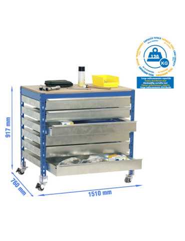 Banco trabajo 917x1510x760 SIMONWORK MOBILE BT5 BOX6 1500 AZUL/MADERA marca SIMONRACK