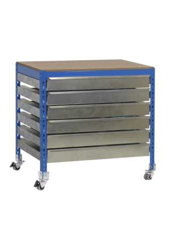 Banco trabajo 917x910x610 SIMONWORK MOBILE BT5 BOX6 900 AZUL/MADERA marca SIMONRACK 2