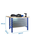 Banco trabajo 865x1800x750 SIMONWORK BT6 MDF 5BOX 1800x750 AZUL/MADERA marca SIMONRACK