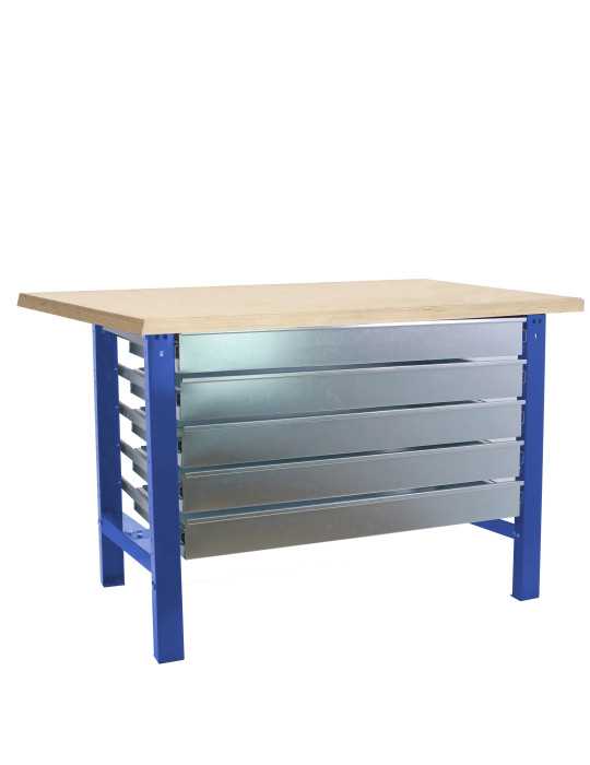 Banco trabajo 865x1800x750 SIMONWORK BT6 MDF 5BOX 1800x750 AZUL/MADERA marca SIMONRACK