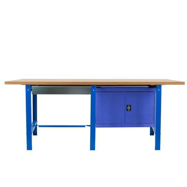 Banco trabajo 865x2100x750 SIMONWORK BT6 MDF TANDEM 1BOX 1CAB 2100 AZUL/MADER marca SIMONRACK