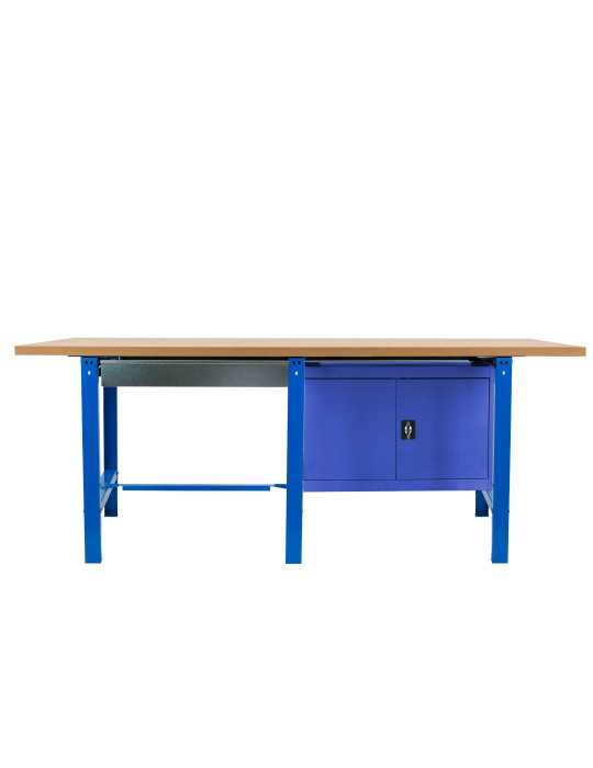 Banco trabajo 865x2100x750 SIMONWORK BT6 MDF TANDEM 1BOX 1CAB 2100 AZUL/MADER marca SIMONRACK