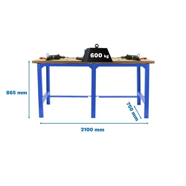 Banco trabajo 865x2100x750 SIMONWORK BT6 MDF TANDEM 2100 AZUL/MADERA marca SIMONRACK