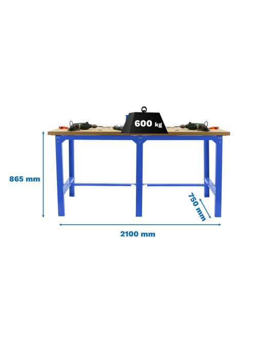 Banco trabajo 865x2100x750 SIMONWORK BT6 MDF TANDEM 2100 AZUL/MADERA marca SIMONRACK