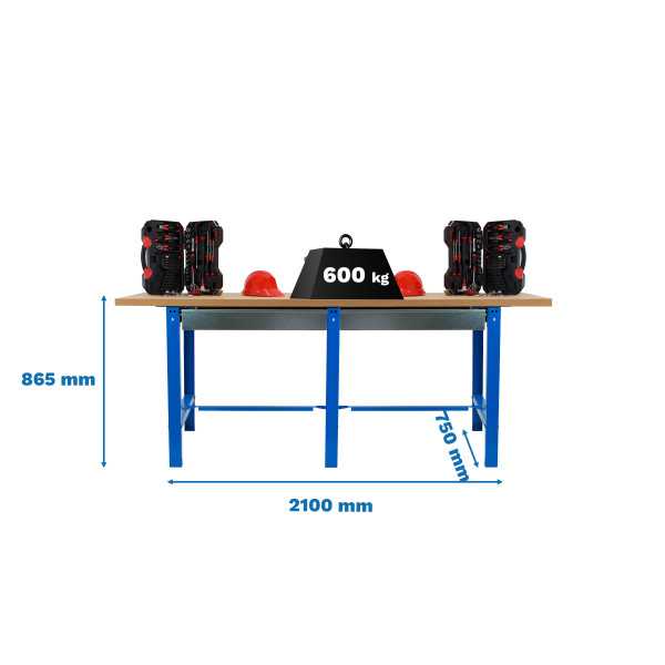 Banco trabajo 865x2100x750 SIMONWORK BT6 MDF TANDEM 2BOX 2100 AZUL/MADERA marca SIMONRACK