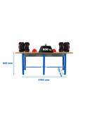Banco trabajo 865x2100x750 SIMONWORK BT6 MDF TANDEM 2BOX 2100 AZUL/MADERA marca SIMONRACK