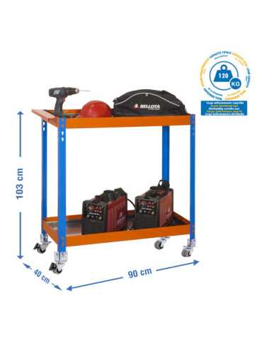 Banco trabajo 1030x900x400 SIMONWORK WAGON 2/400 METALIC AZUL/NARANJA/GAL marca SIMONRACK