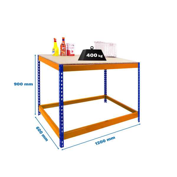 Banco trabajo 900x1200x600 SIMONWORK BASIC 1 901260-1 AZUL/NARANJA/MADERA marca SIMONRACK