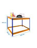 Banco trabajo 900x1200x900 SIMONWORK BASIC 1 901290-1 AZUL/NARANJA/MADERA marca SIMONRACK