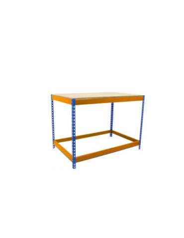 Banco trabajo 900x1200x900 SIMONWORK BASIC 1 901290-1 AZUL/NARANJA/MADERA marca SIMONRACK 2