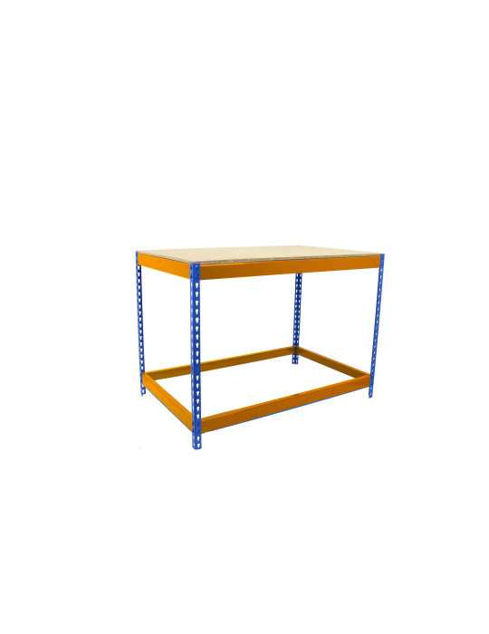 Banco trabajo 900x1800x600 SIMONWORK BASIC 1 901860-1 AZUL/NARANJA/MADERA marca SIMONRACK