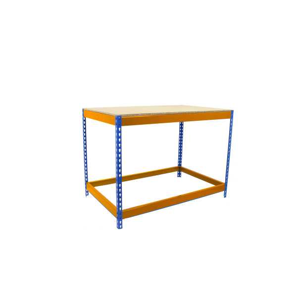 Banco trabajo 900x1800x900 SIMONWORK BASIC 1 901890-1 AZUL/NARANJA/MADERA marca SIMONRACK