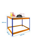 Banco trabajo 900x2100x600 SIMONWORK BASIC 1 902160-1 AZUL/NARANJA/MADERA marca SIMONRACK