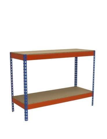 Banco trabajo 900x1200x450 SIMONWORK BASIC 2 901245-2 AZUL/NARANJA/MADERA marca SIMONRACK 2