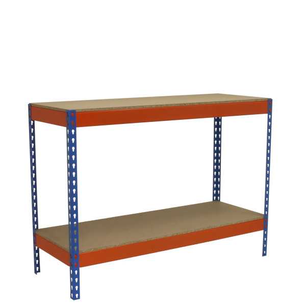Banco trabajo 900x1200x450 SIMONWORK BASIC 2 901245-2 AZUL/NARANJA/MADERA marca SIMONRACK