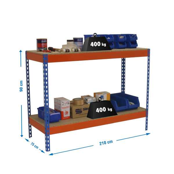 Banco trabajo 900x2100x750 SIMONWORK BASIC 2 902175-2 AZUL/NARANJA/MADERA marca SIMONRACK