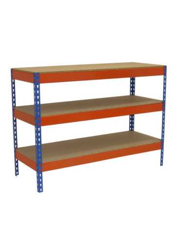 Banco trabajo 900x1200x450 SIMONWORK BASIC 3 901245-3 AZUL/NARANJA/MADERA marca SIMONRACK 2