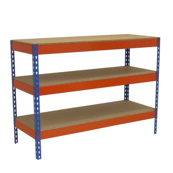 Banco trabajo 900x2100x450 SIMONWORK BASIC 3 902145-3 AZUL/NARANJA/MADERA marca SIMONRACK