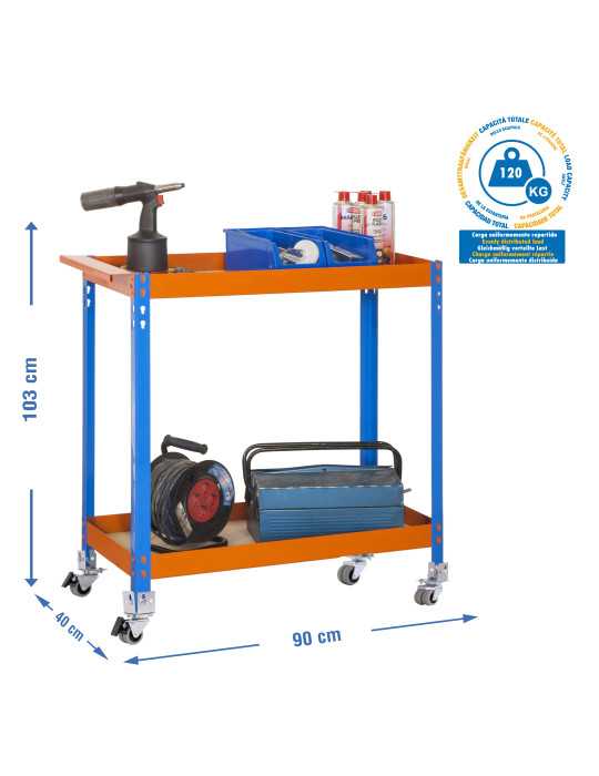 Banco trabajo 1030x900x400 SIMONWORK WAGON 2/400 CHIPBOARD AZUL/NAR/MADER marca SIMONRACK