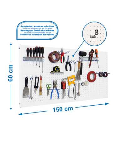 Panel perforado 600x1500x35 PANELCLICK 1500x600 BLANCO + 22 HOOK + 3 ACCE marca SIMONRACK
