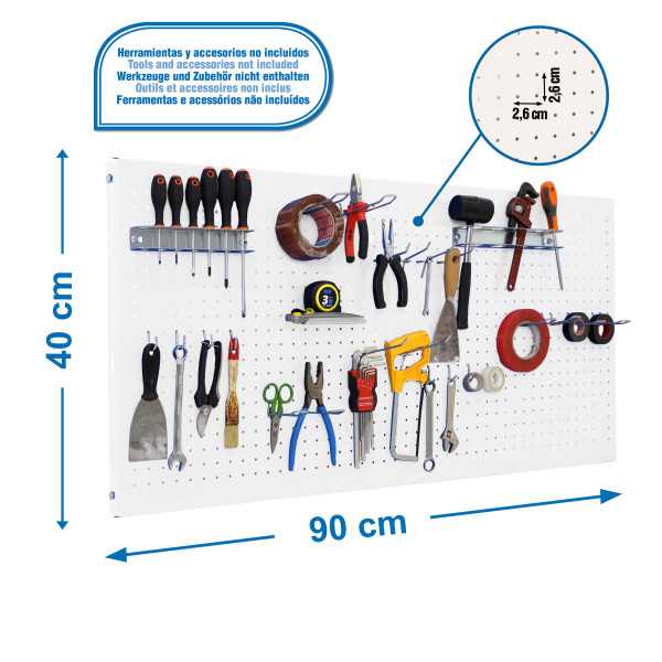 Panel perforado 400x900x35 PANELCLICK 900x400 BLANCO + 22 HOOK + 3 ACCE marca SIMONRACK