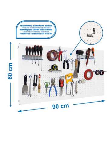 Panel perforado 600x900x35 PANELCLICK 900x600 BLANCO + 22 HOOK + 3 ACCE marca SIMONRACK