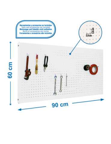 Panel perforado 600x900x35 PANELCLICK 900x600 BLANCO + 8 HOOK marca SIMONRACK