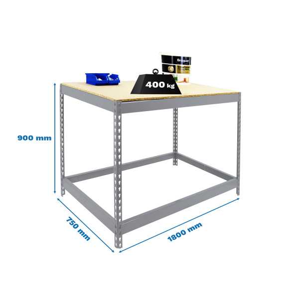 Banco trabajo 900x1800x750 SIMONWORK BASIC 1 901875-1 GALVANIZADO/MADERA marca SIMONRACK