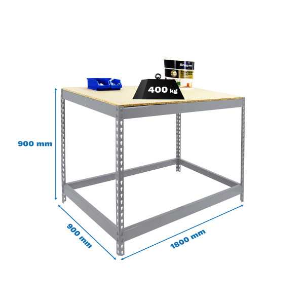 Banco trabajo 900x1800x900 SIMONWORK BASIC 1 901890-1 GALVANIZADO/MADERA marca SIMONRACK