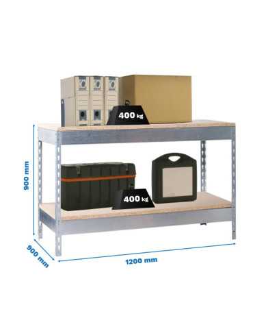 Banco trabajo 900x1200x900 SIMONWORK BASIC 2 901290-2 GALVANIZADO/MADERA marca SIMONRACK